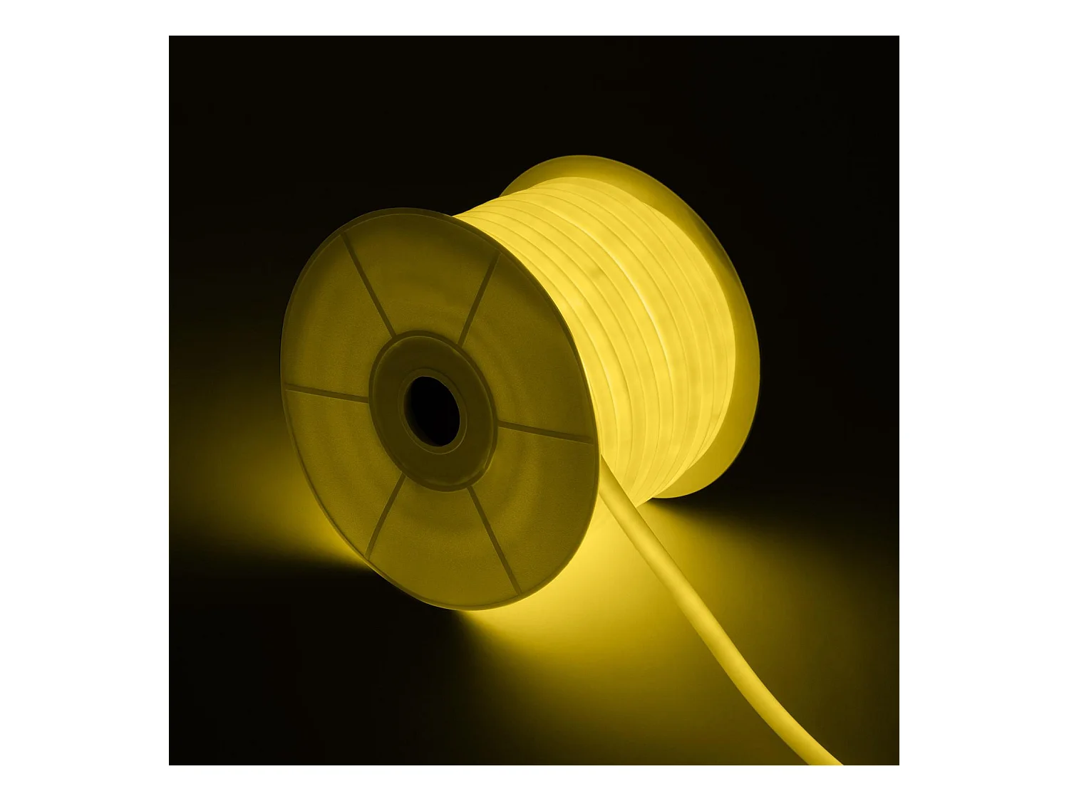 Bobine Néon LED Flexible 360º Rond Dimmable 220V AC 120LED/m IP67 Jaune 50 Mètres sur Mesure Coupe Tous les 100cm Jaune