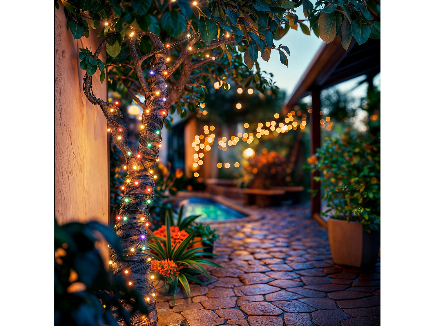 Ghirlanda Solare LED Cavo per Esterni 22m RGB