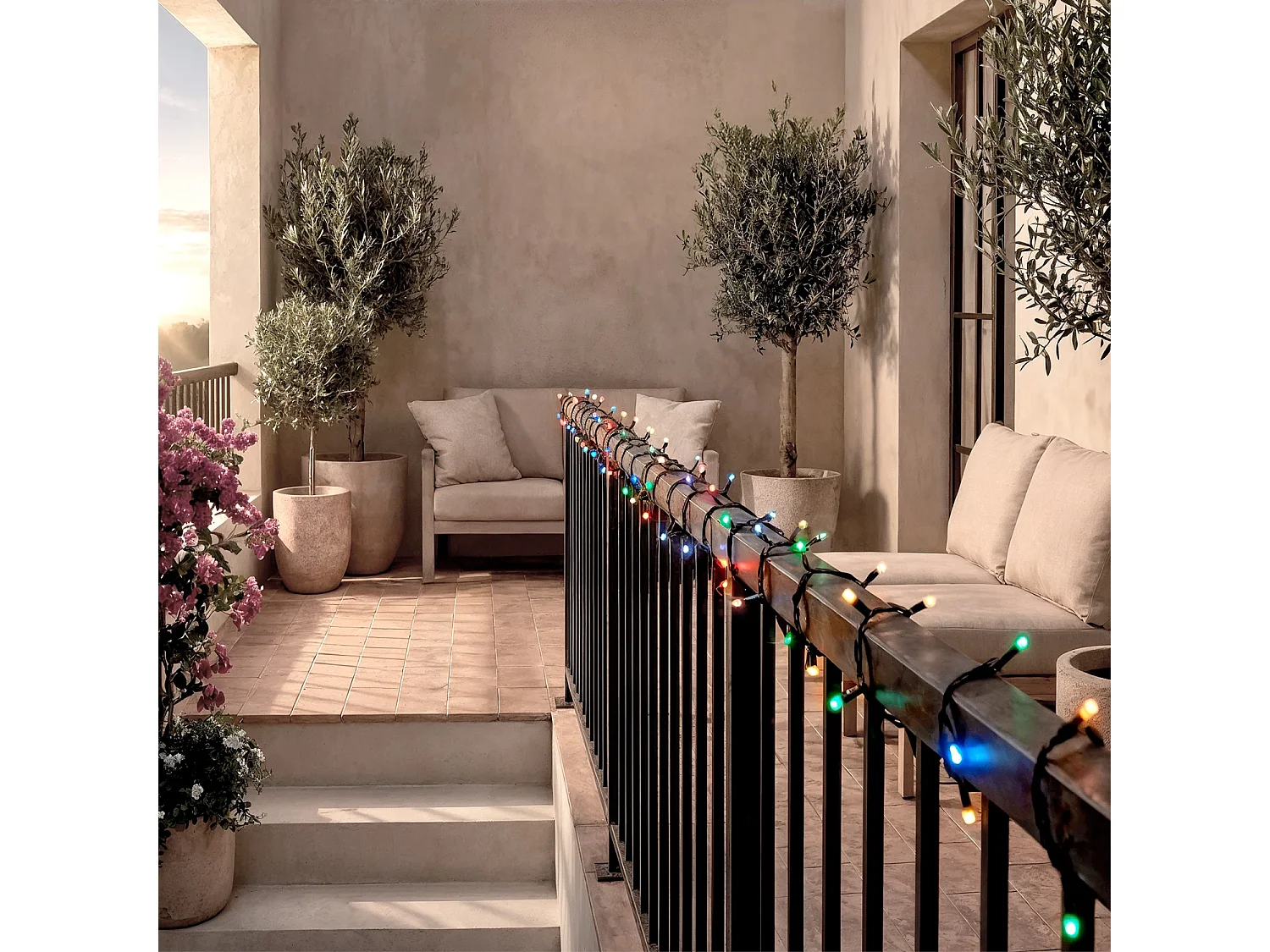 Guirlande LED Extérieure Solaire Câble 22m RGB