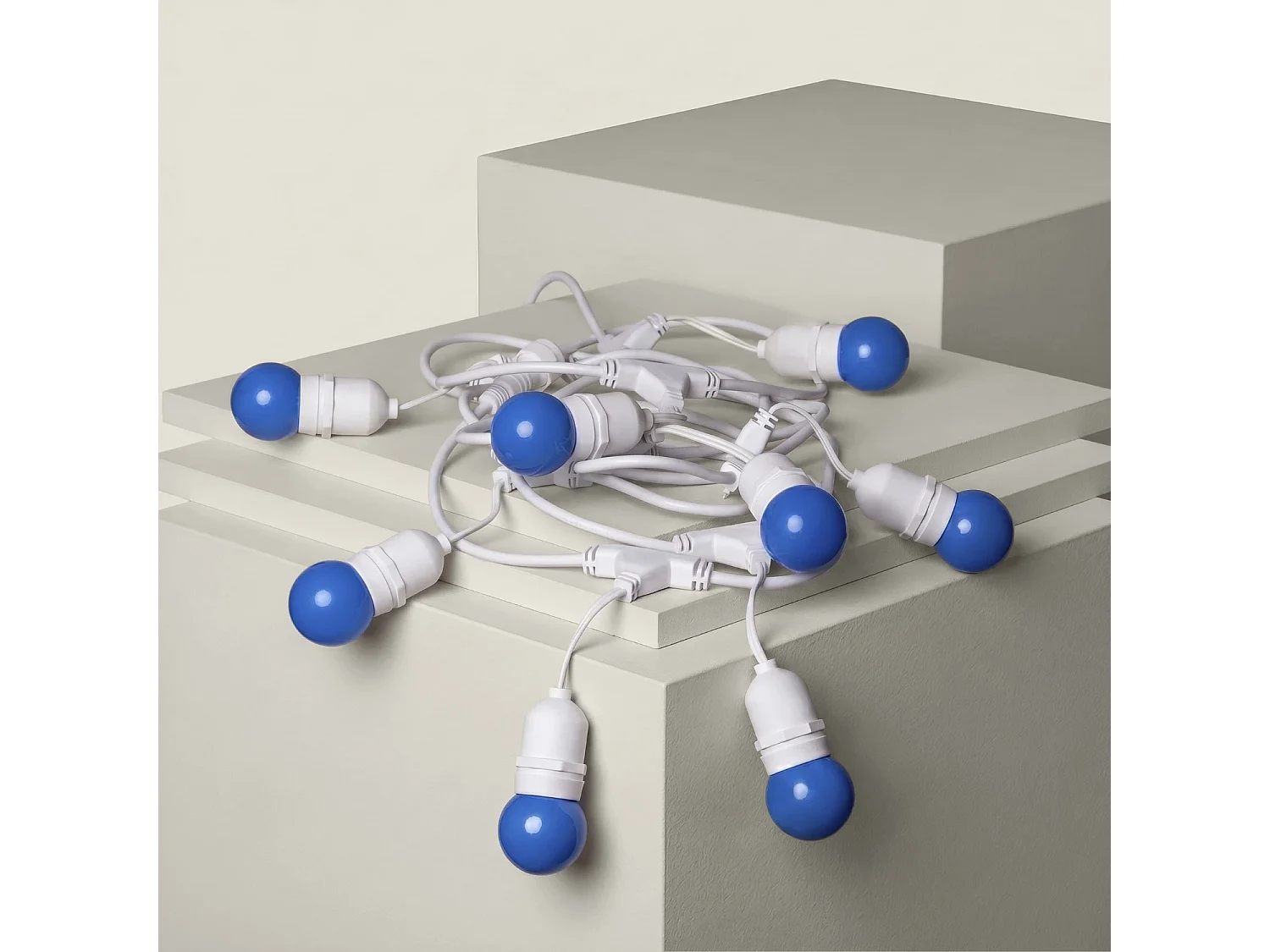 Guirnalda Exterior con Bombillas LED E27 5.5m IP65 Blanco Azul