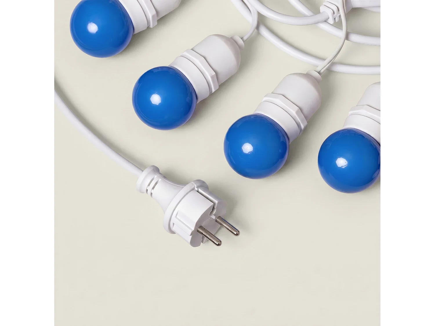 Guirnalda Exterior con Bombillas LED E27 5.5m IP65 Blanco Azul
