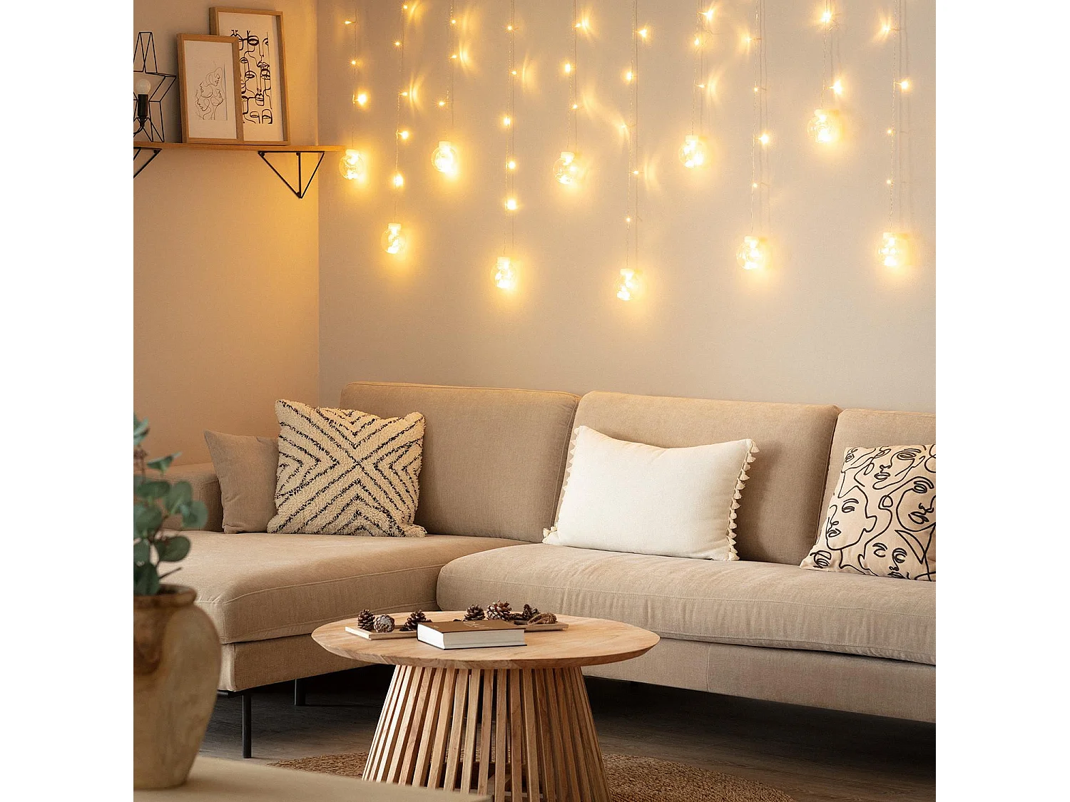 Rideau Boules Suspendues LED 3.6W 2.5m 3000K Blanc chaud