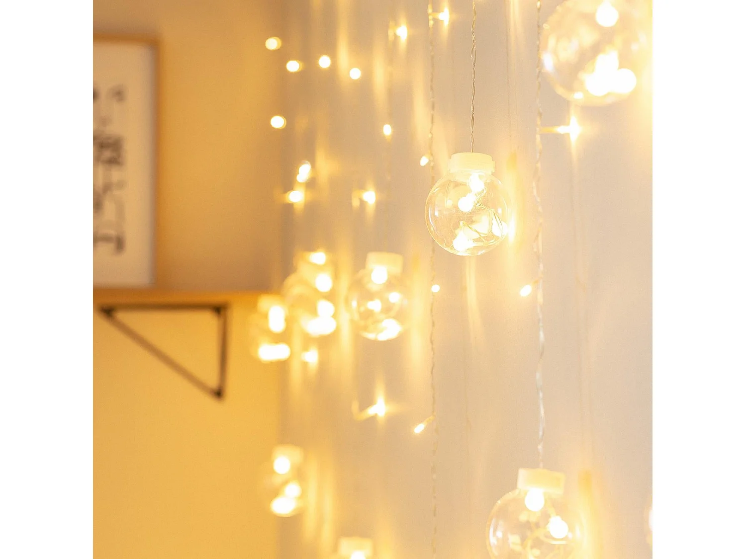 Rideau Boules Suspendues LED 3.6W 2.5m 3000K Blanc chaud