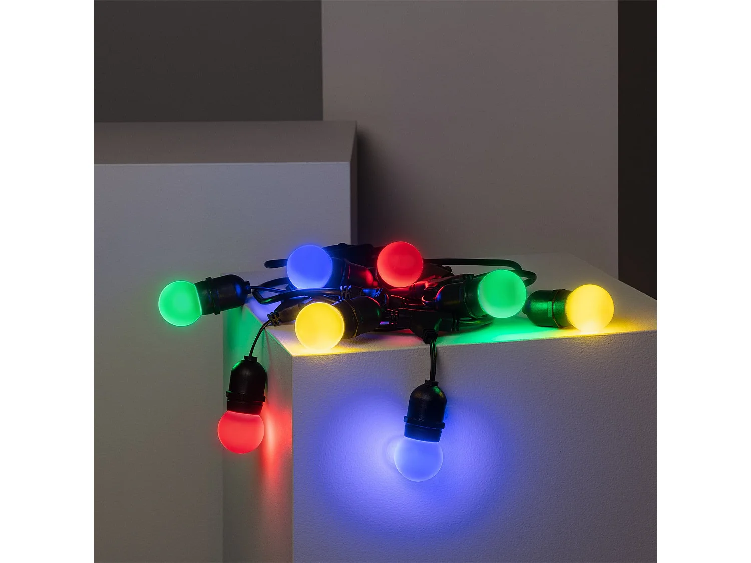 Guirnalda Exterior con Bombillas LED E27 5.5m IP65 Negro Multicolor