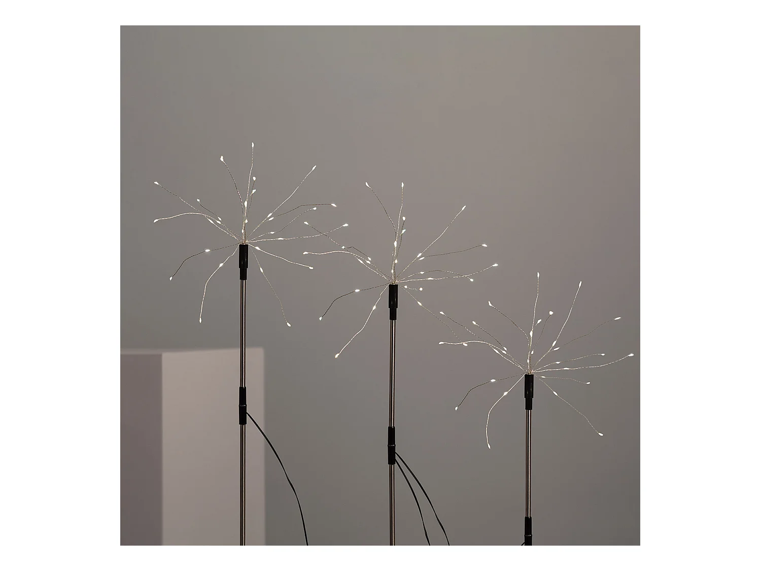 Set de 3 Piquets LED Extérieur Solaire Pissenlits 3000K Blanc chaud