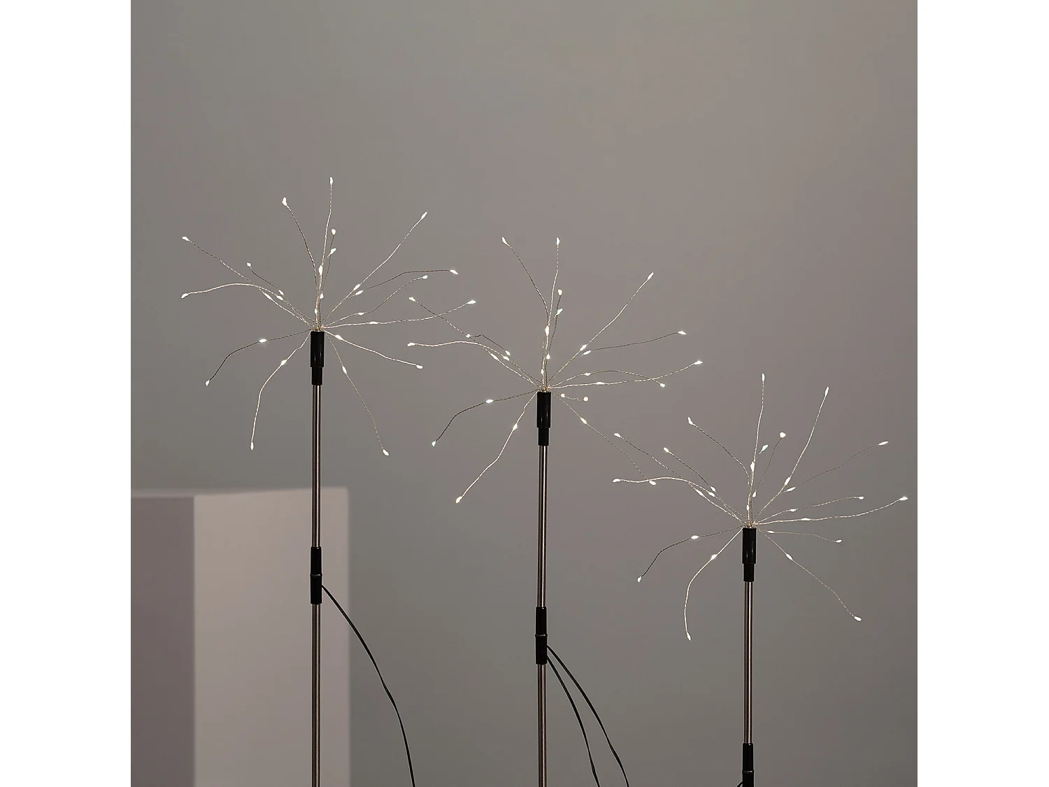 Set de 3 Piquets LED Extérieur Solaire Pissenlits 3000K Blanc chaud