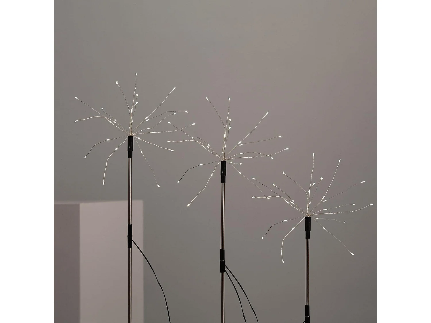 Set de 3 Piquets LED Extérieur Solaire Pissenlits 3000K Blanc chaud