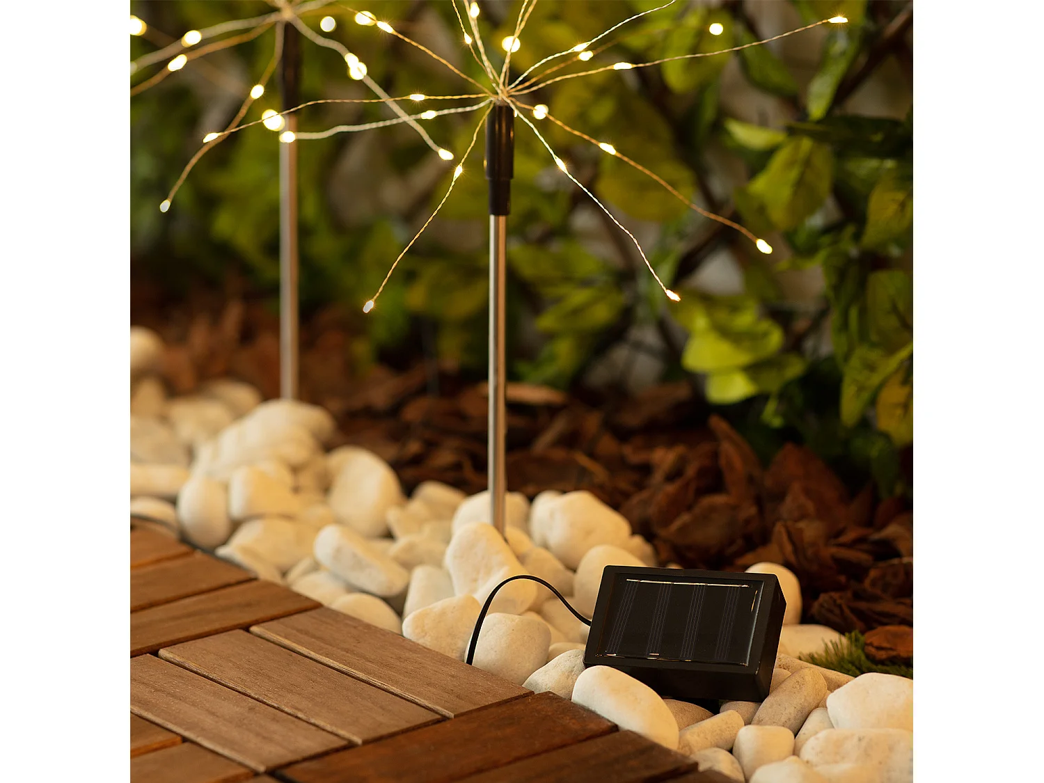 Set de 3 Piquets LED Extérieur Solaire Pissenlits 3000K Blanc chaud