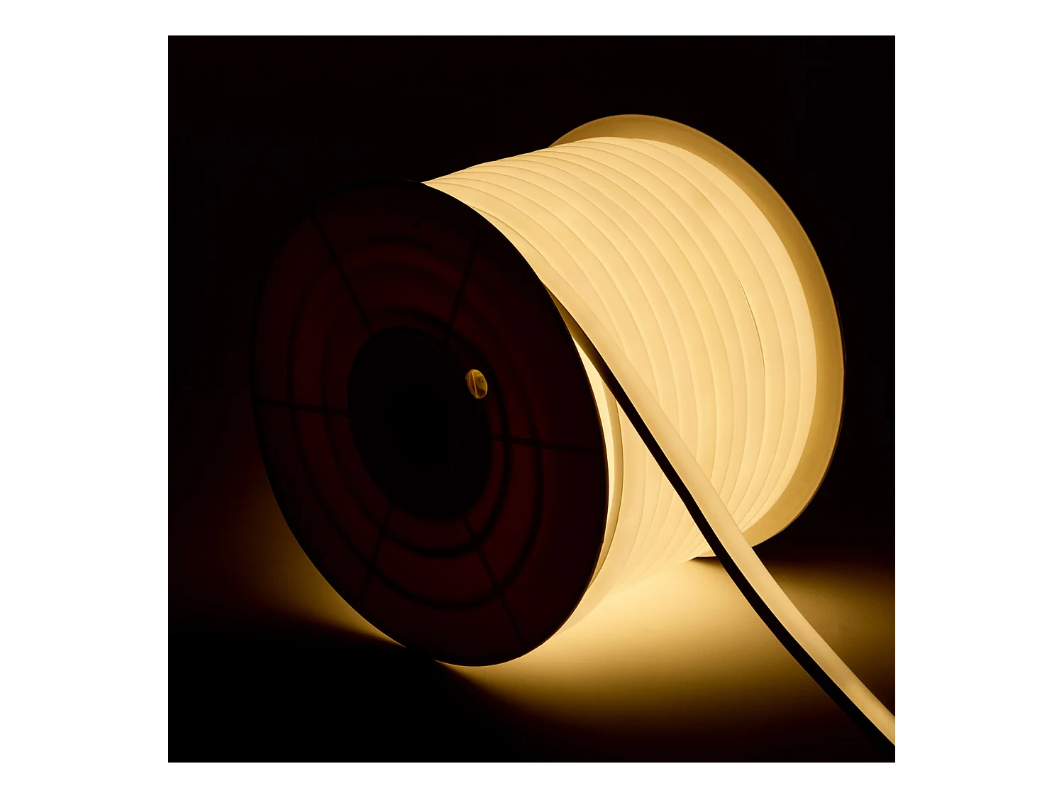 Ruban LED Néon Dimmable 220V BOBINE 50m Blanc Chaud Semi-Circulaire 180 7.5W/m Coupe 100cm IP67 3000K Blanc chaud