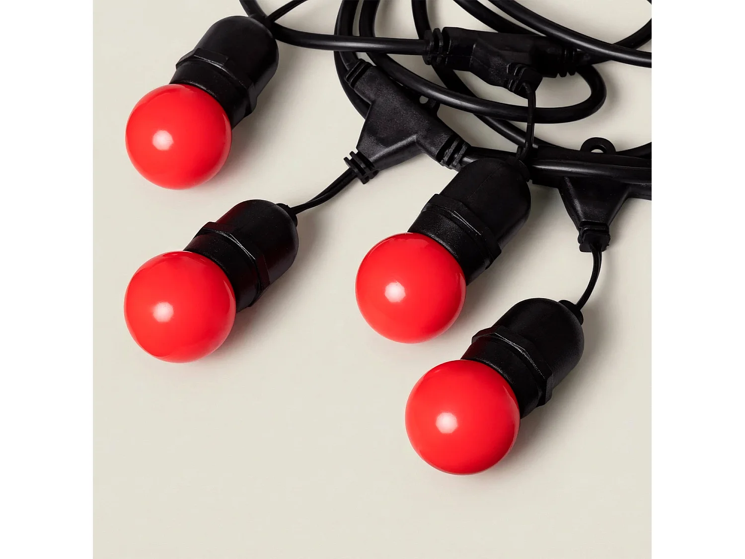 Guirnalda Exterior con Bombillas LED E27 5.5m IP65 Negro Rojo