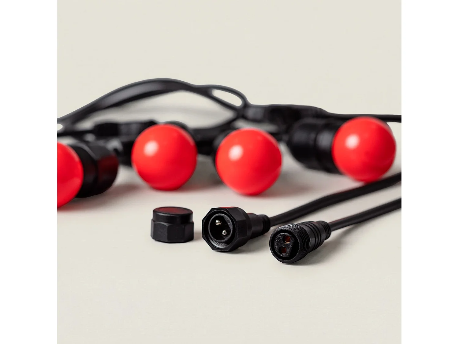 Guirnalda Exterior con Bombillas LED E27 5.5m IP65 Negro Rojo