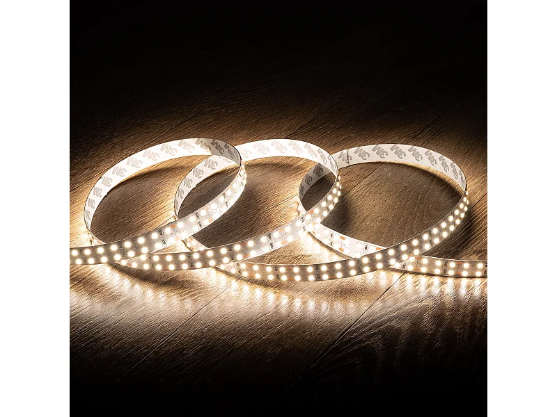 Tira LED 12V SMD 204 LED/m 5m 17.5W/m 1700lm/m Doble Ancho 14mm Corte cada 3cm IP20 1800K Súper Cálido