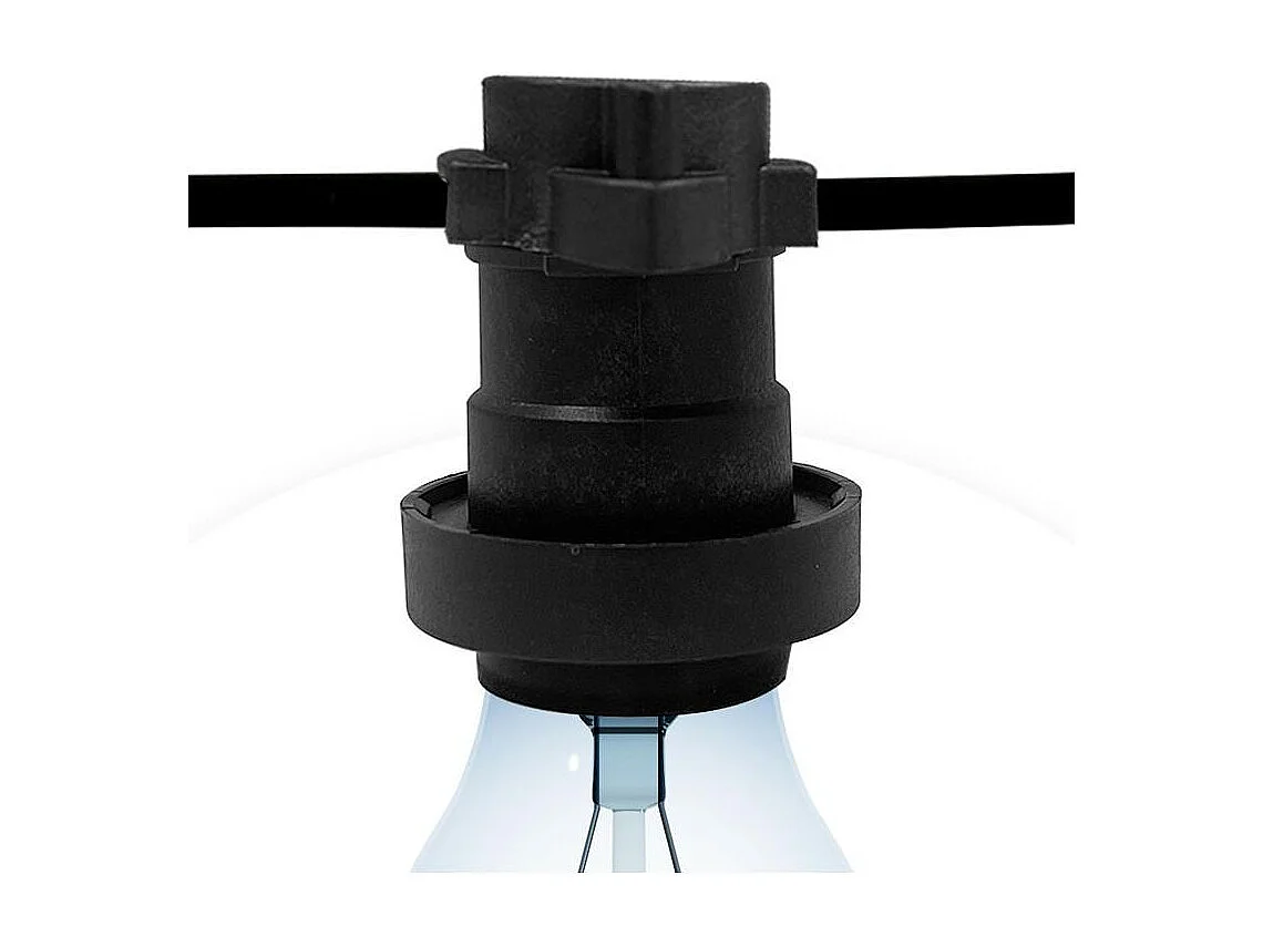 Guirnaldas para Exterior IP44 Cable Eléctrico Plano con Portalámparas E27 a Medida Negro 25 m