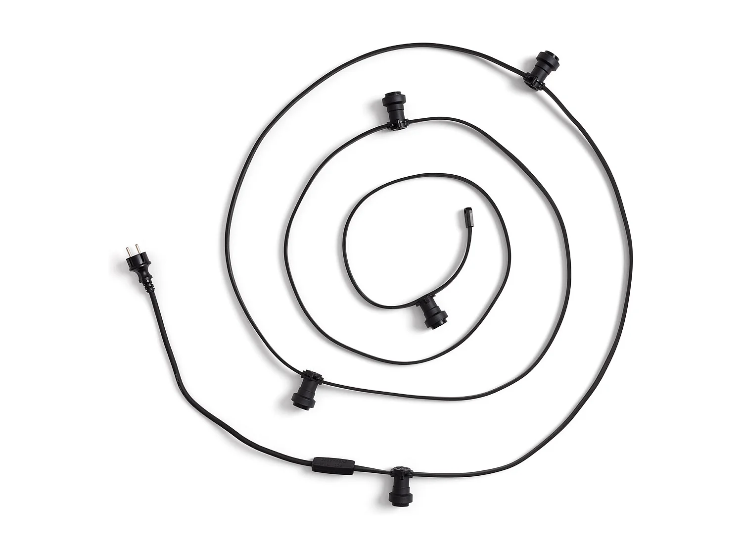 Cavo Elettrico Piatto per Ghirlande da Esterno IP44 con Portalampada E27 Personalizzato Nero 25 m