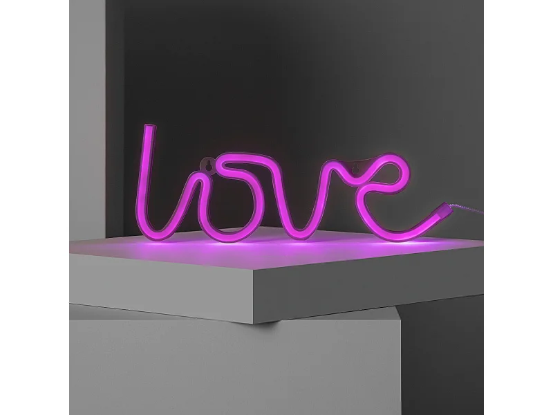 Neón LED Love con Batería Rosa