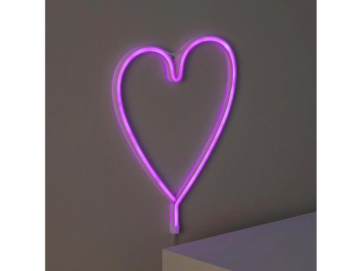 Neon LED Heart con Batteria Rosa