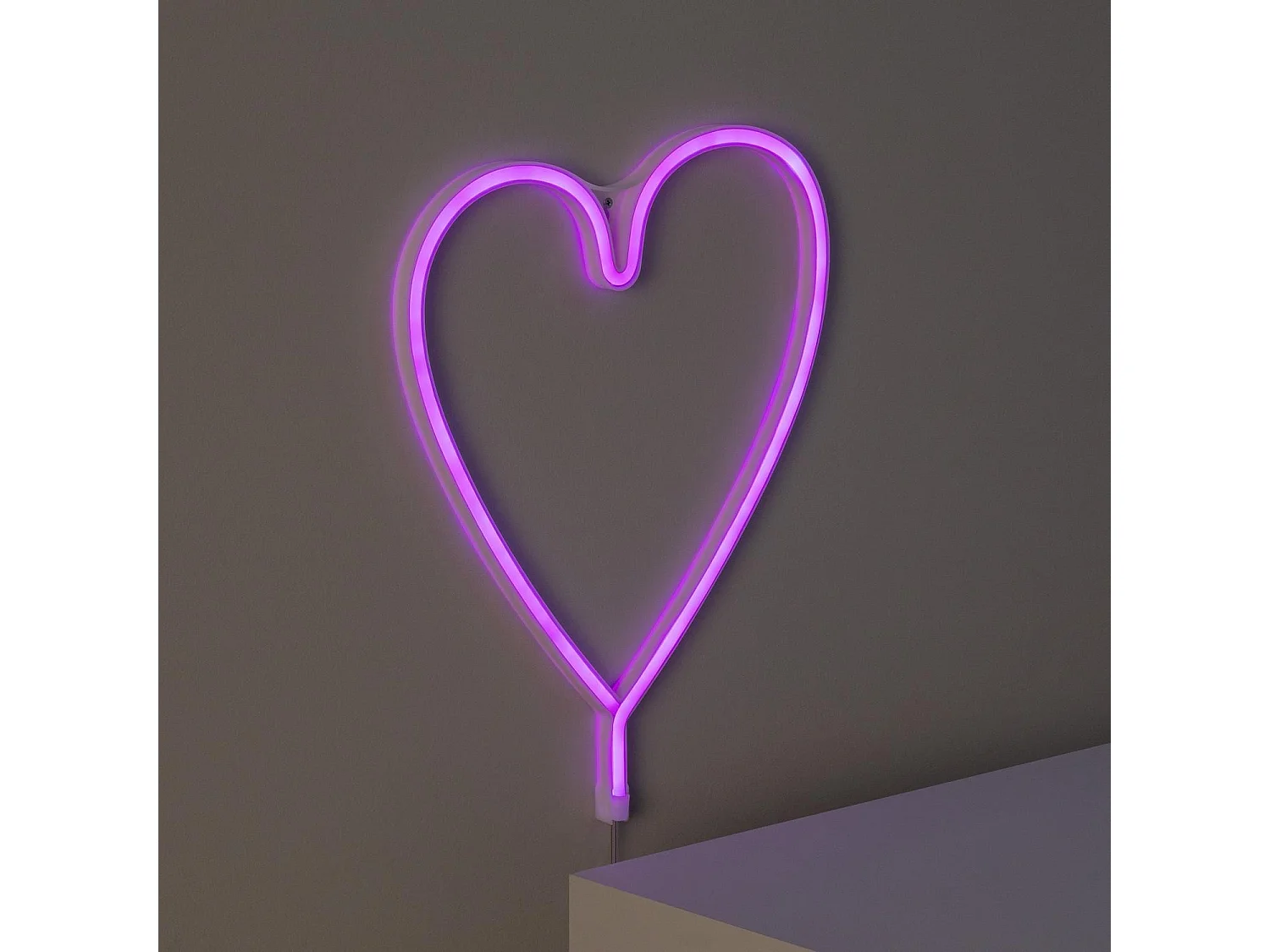 Neon LED Heart con Batteria Rosa