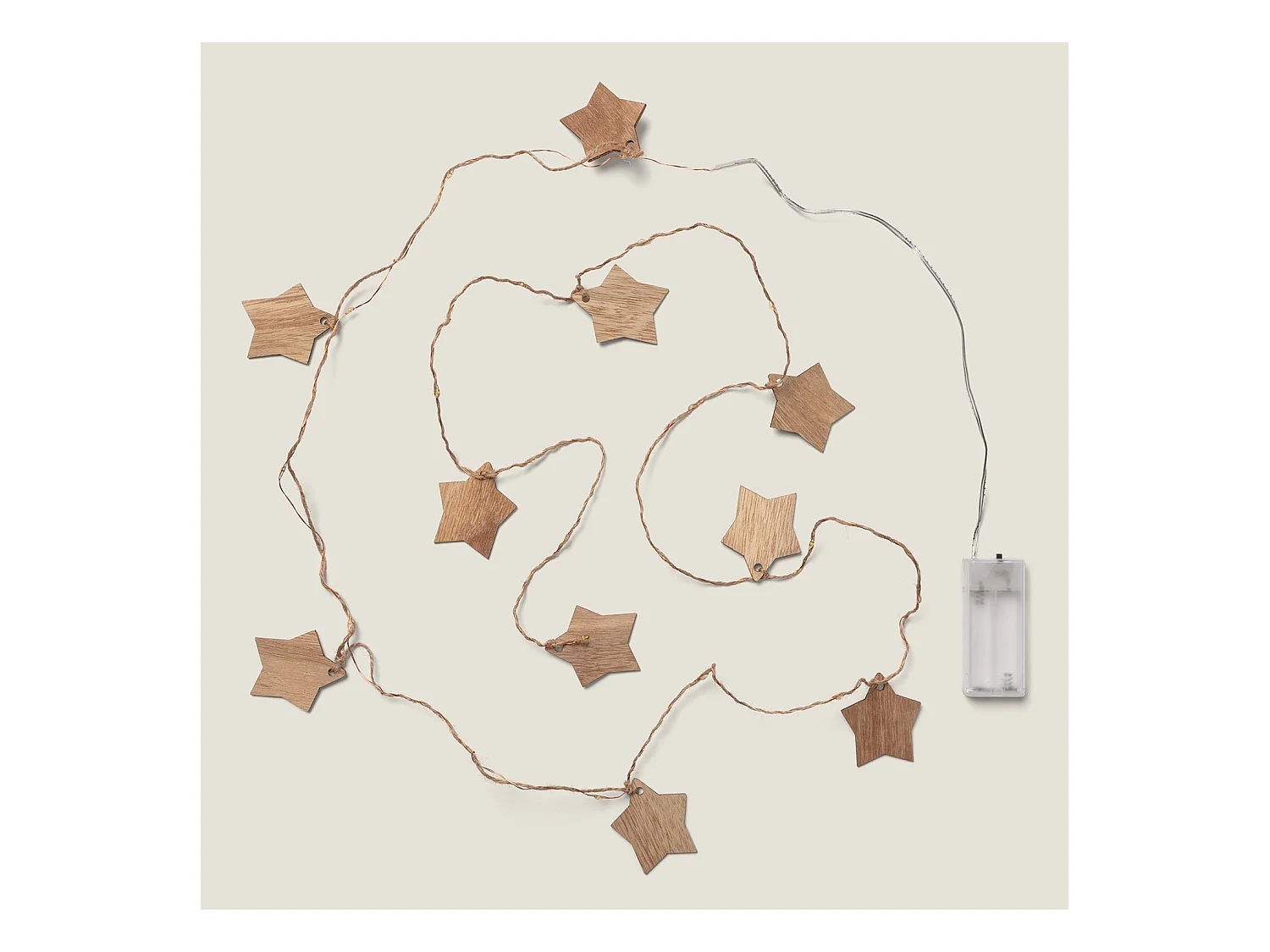 Ghirlanda di Luci LED Stella Legno a Pile 2.2m 3000K Bianco Caldo