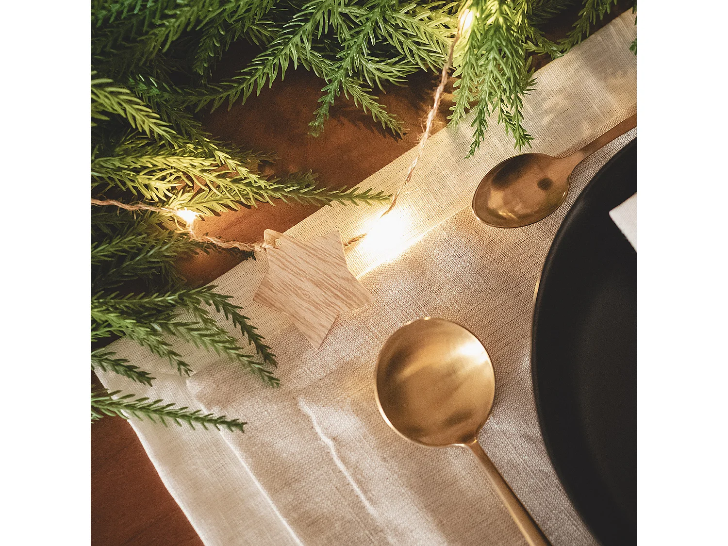 Ghirlanda di Luci LED Stella Legno a Pile 2.2m 3000K Bianco Caldo