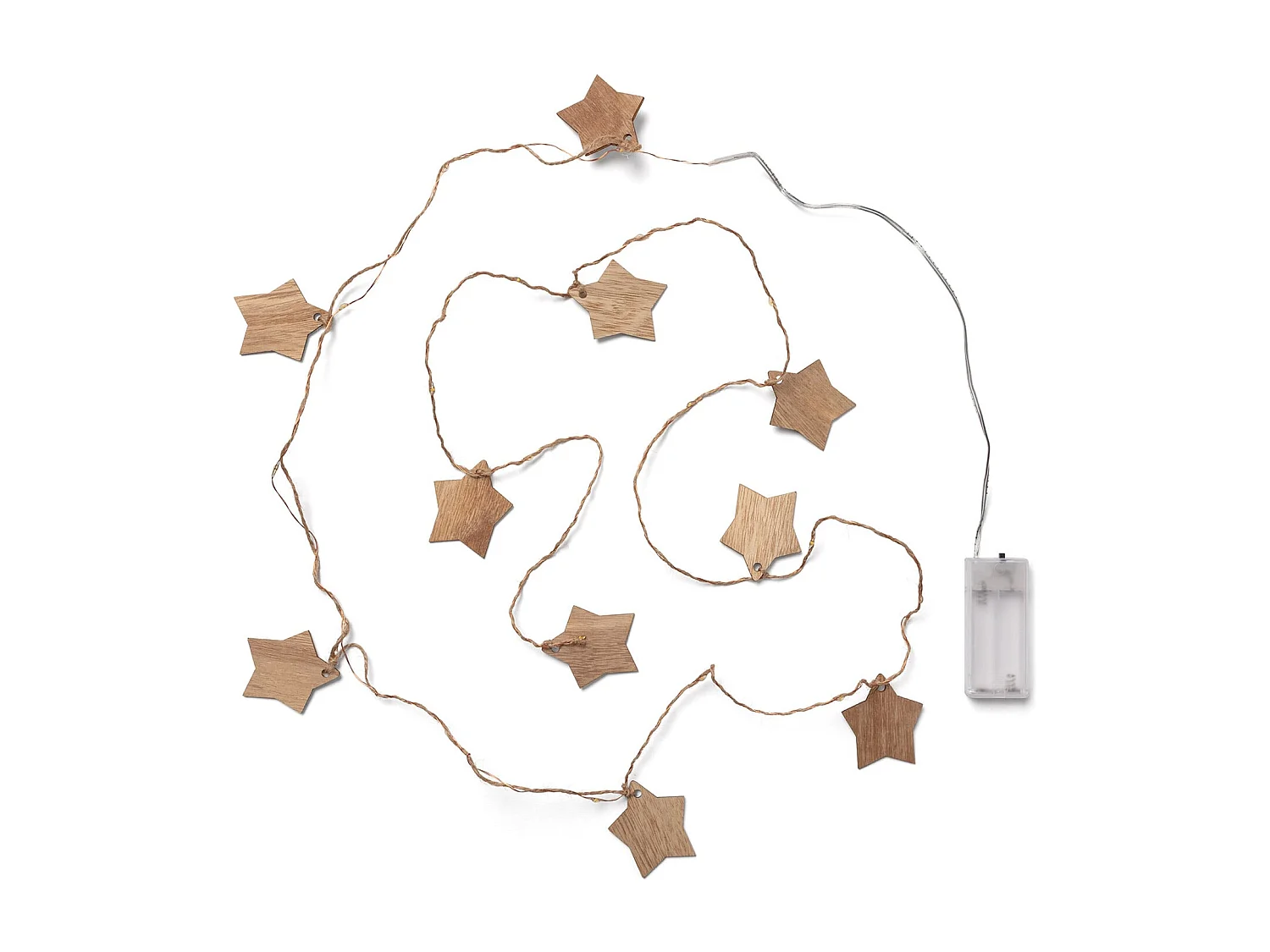 Ghirlanda di Luci LED Stella Legno a Pile 2.2m 3000K Bianco Caldo