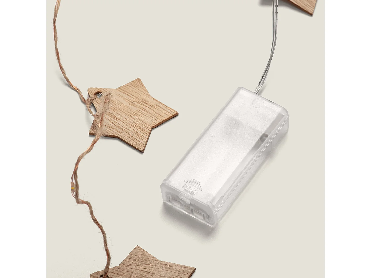 Ghirlanda di Luci LED Stella Legno a Pile 2.2m 3000K Bianco Caldo