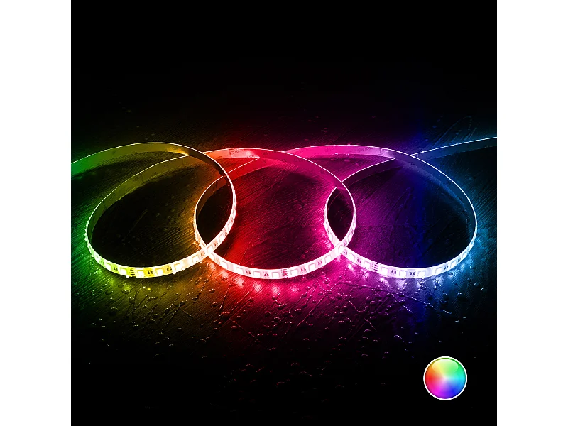Ruban LED 24V RGBW SMD 60LED/m 5m 12W/m Largeur 12mm Coupe 10cm IP65 RGBW