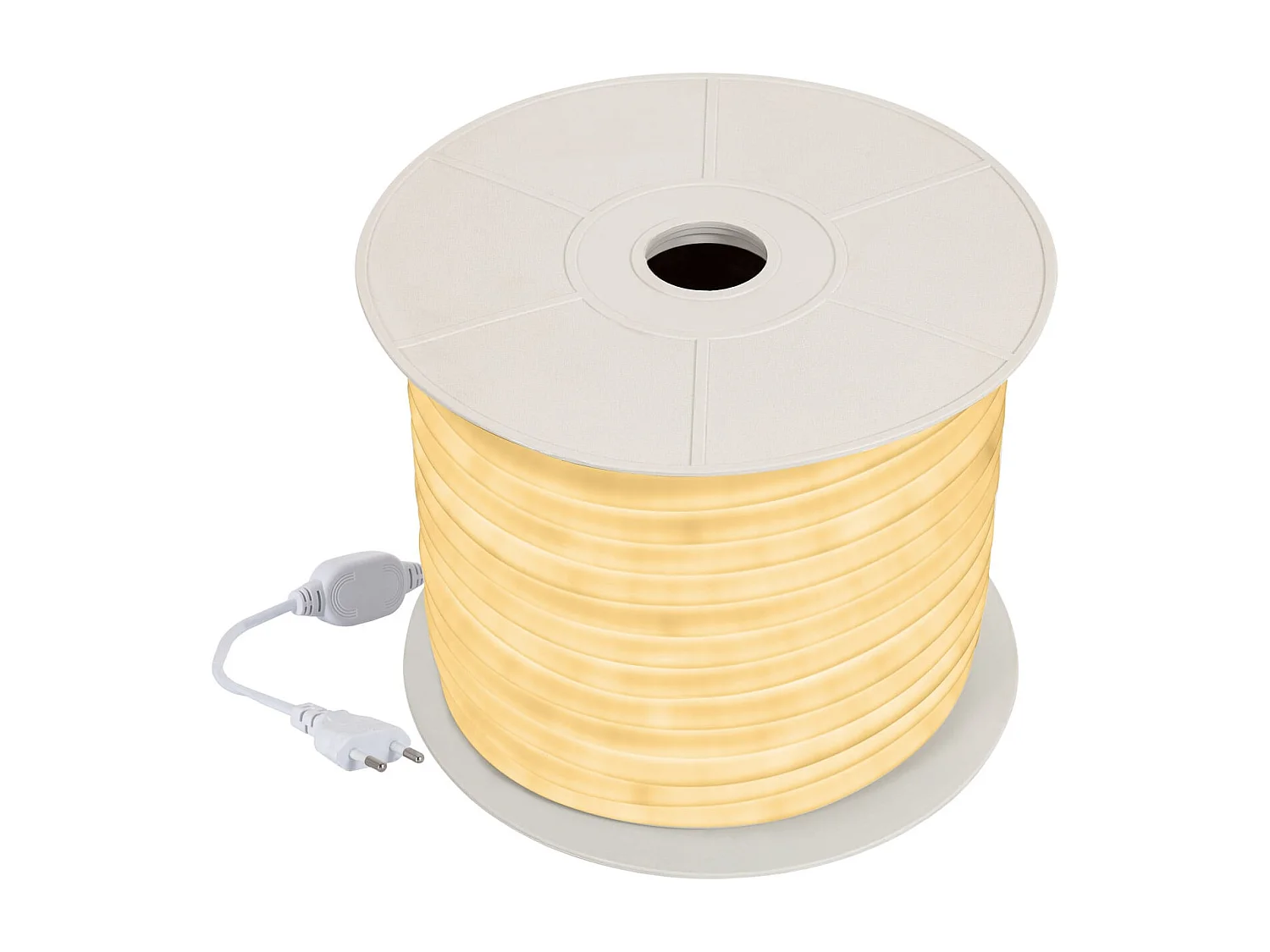 Bobina 50m Striscia LED Neon Regolabile 220V Bianco Naturale Circolare 360 9W/m IP67 Taglio 100cm Bianco Naturale