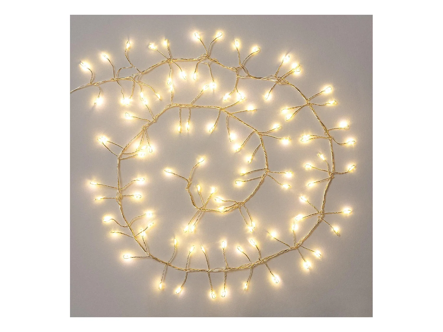 Guirnalda Alambre LED Cromada Batería 1m Racimo 2700K Blanco Cálido