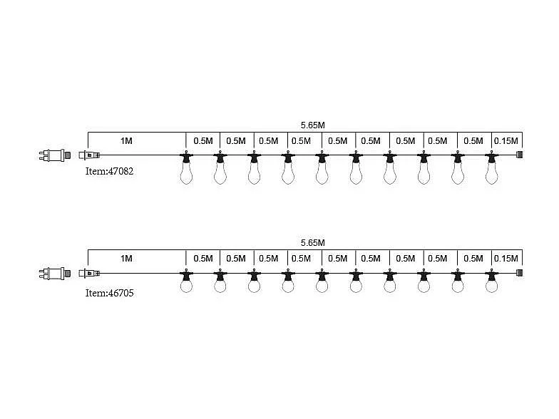 Guirlande Lumineuse Extérieure Easyfit avec 10 Ampoules 5,65 m 2700K Blanc chaud