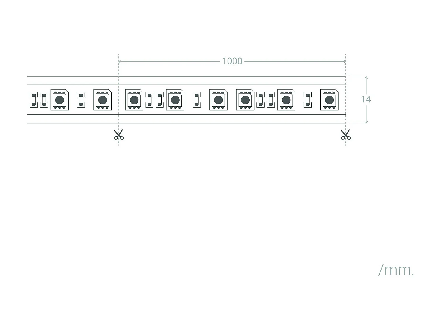 Ledkia Ruban LED WiFi 220V AC 60LED/m Rouge IP65 sur Mesure Largeur 14mm Coupe tous les 100cm