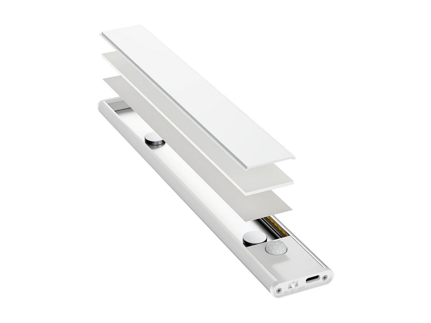 Barra LED 40cm con Sensore di Movimiento e Batteria Ricaricabile USB C (3000K - 4000K - 6000K) CCT