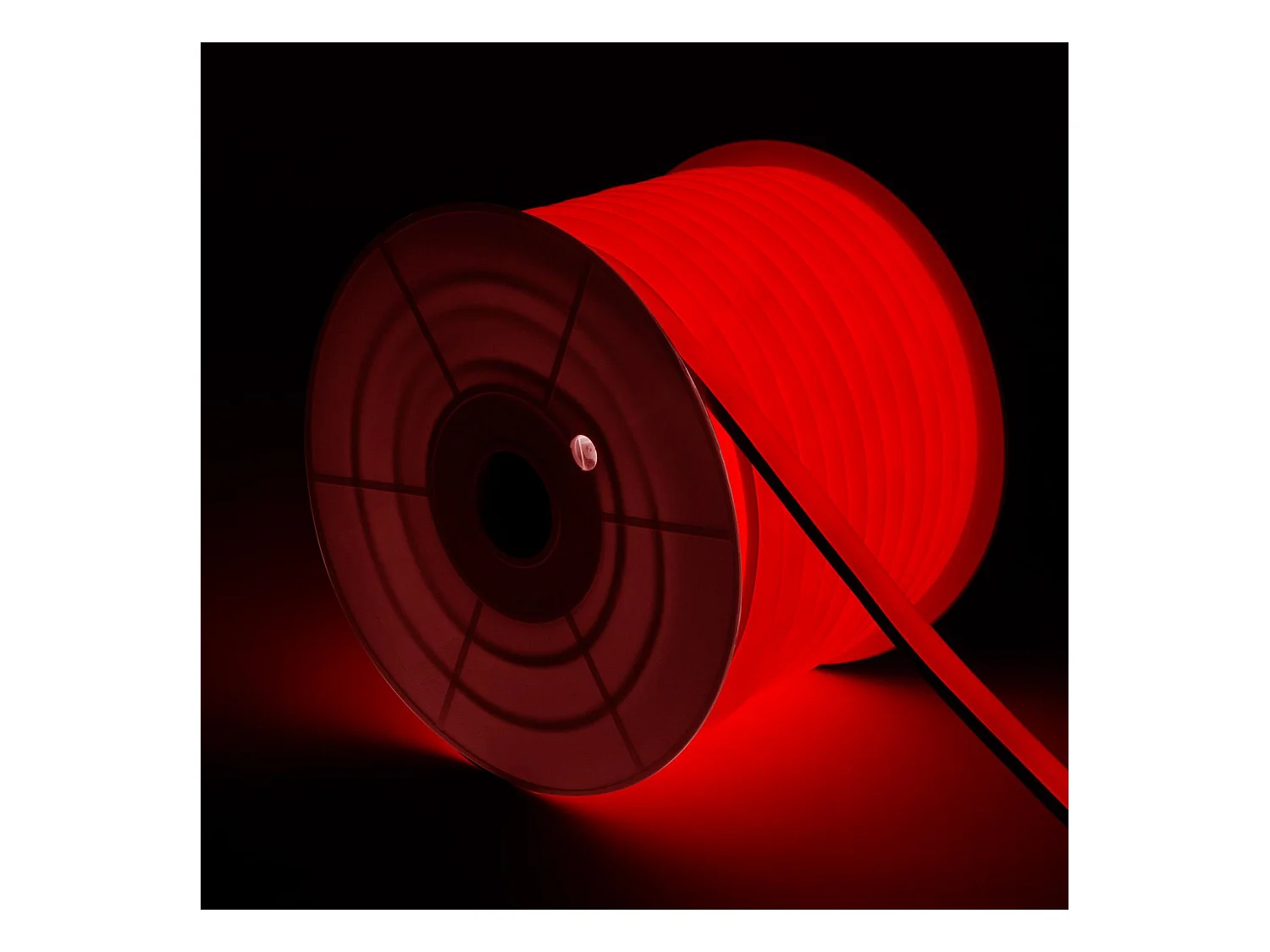 Ruban LED Néon Dimmable 220V BOBINE 50m Rouge Semi-Circulaire 180 7.5W/m Coupe 100cm IP67 Rouge
