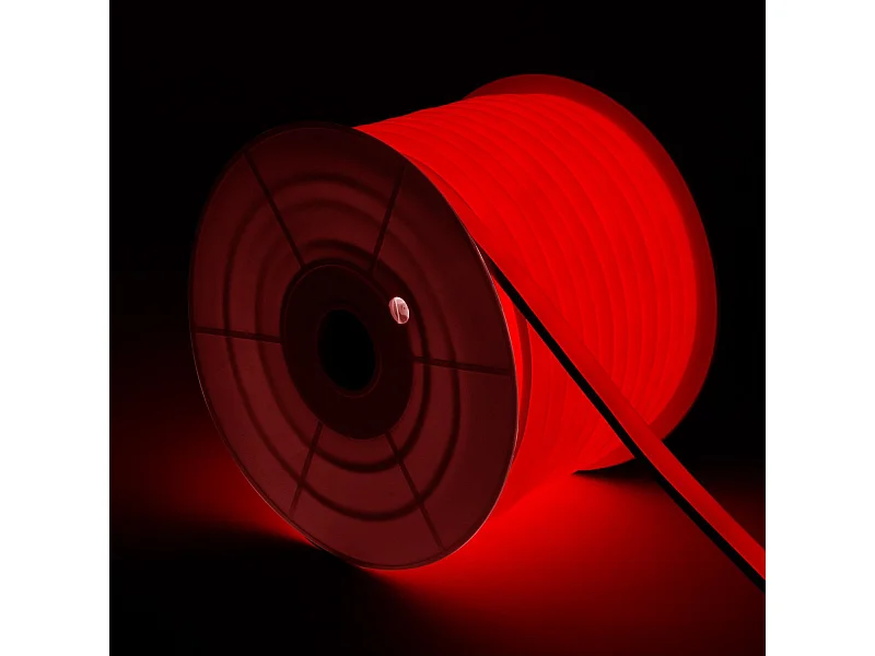 Ruban LED Néon Dimmable 220V BOBINE 50m Rouge Semi-Circulaire 180 7.5W/m Coupe 100cm IP67 Rouge
