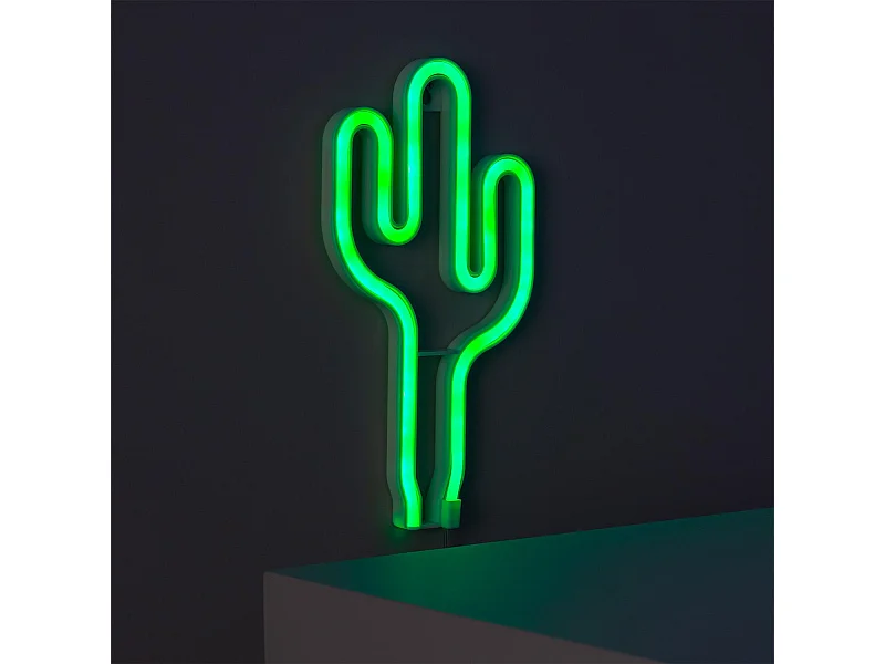 Neón LED Cactus con Batería Verde