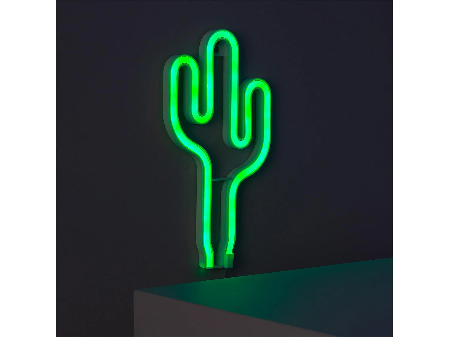 Neón LED Cactus con Batería Verde