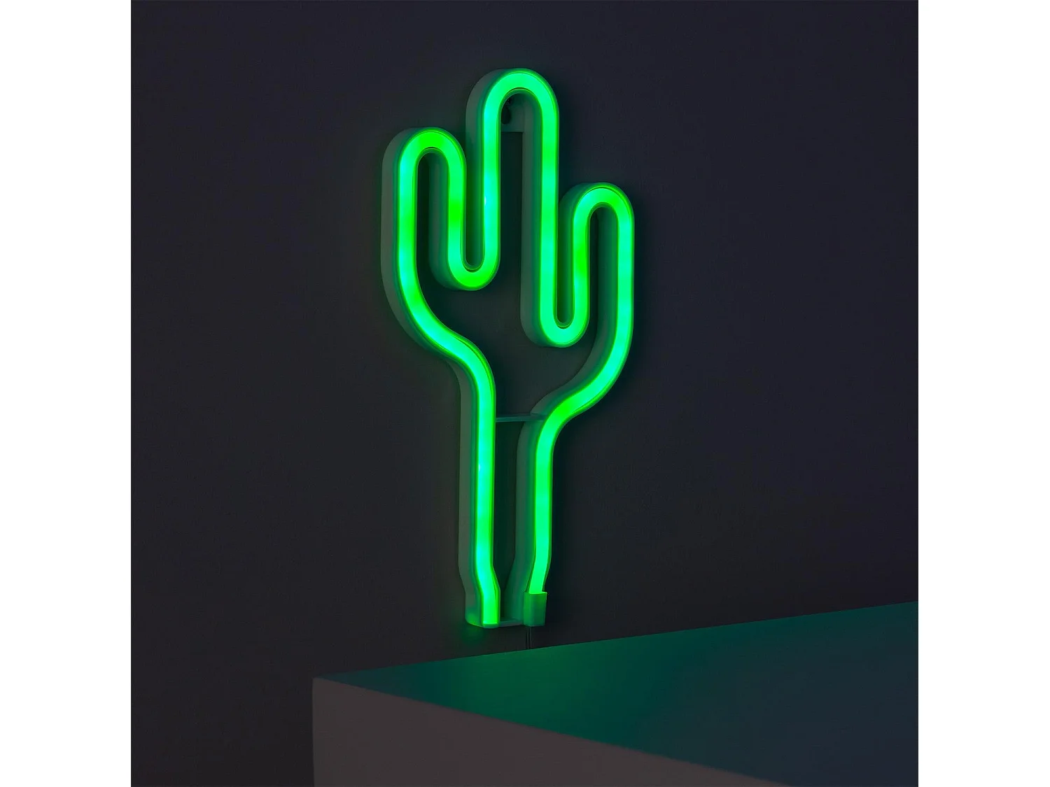 Neón LED Cactus con Batería Verde