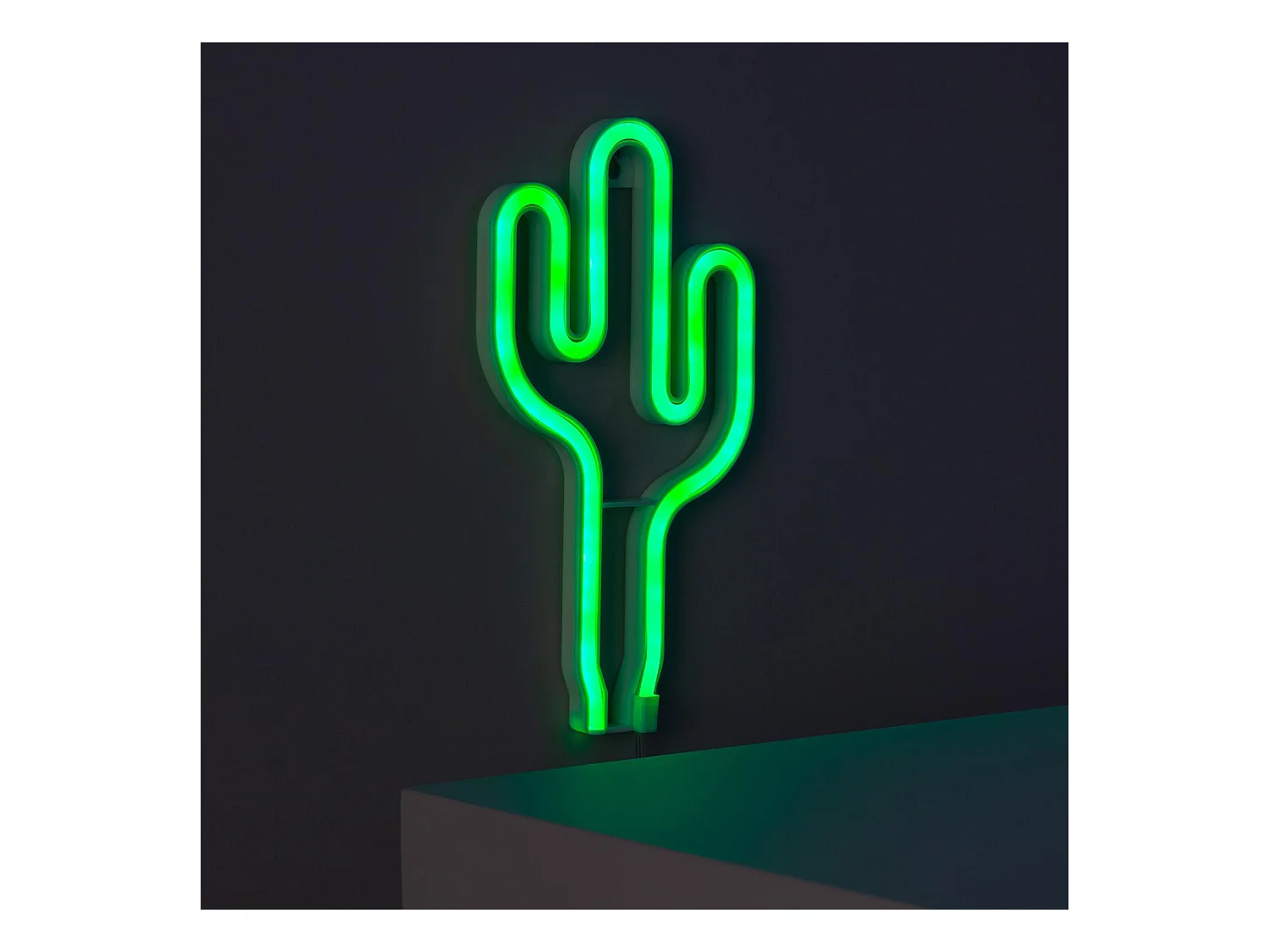 Néon LED Cactus à Piles  Vert