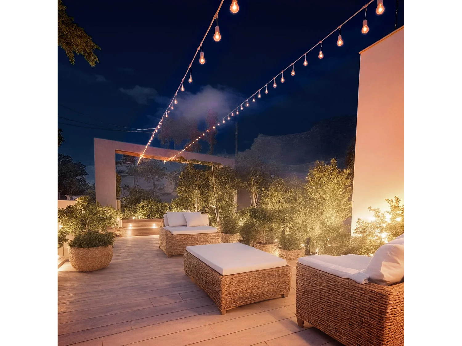 Guirnalda Exterior con Bombillas LED E27 5.5m IP65 Blanco Naranja