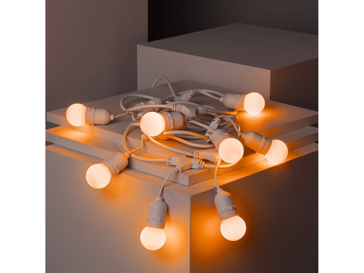 Guirnalda Exterior con Bombillas LED E27 5.5m IP65 Blanco Naranja