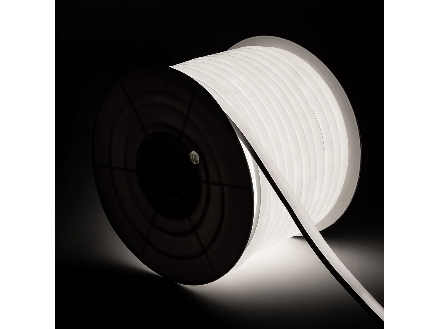 Tira LED Neón Regulable 220V BOBINA 50m Blanco Frío Semicircular 180 7.5W/m Corte 100cm IP67 Blanco Frío