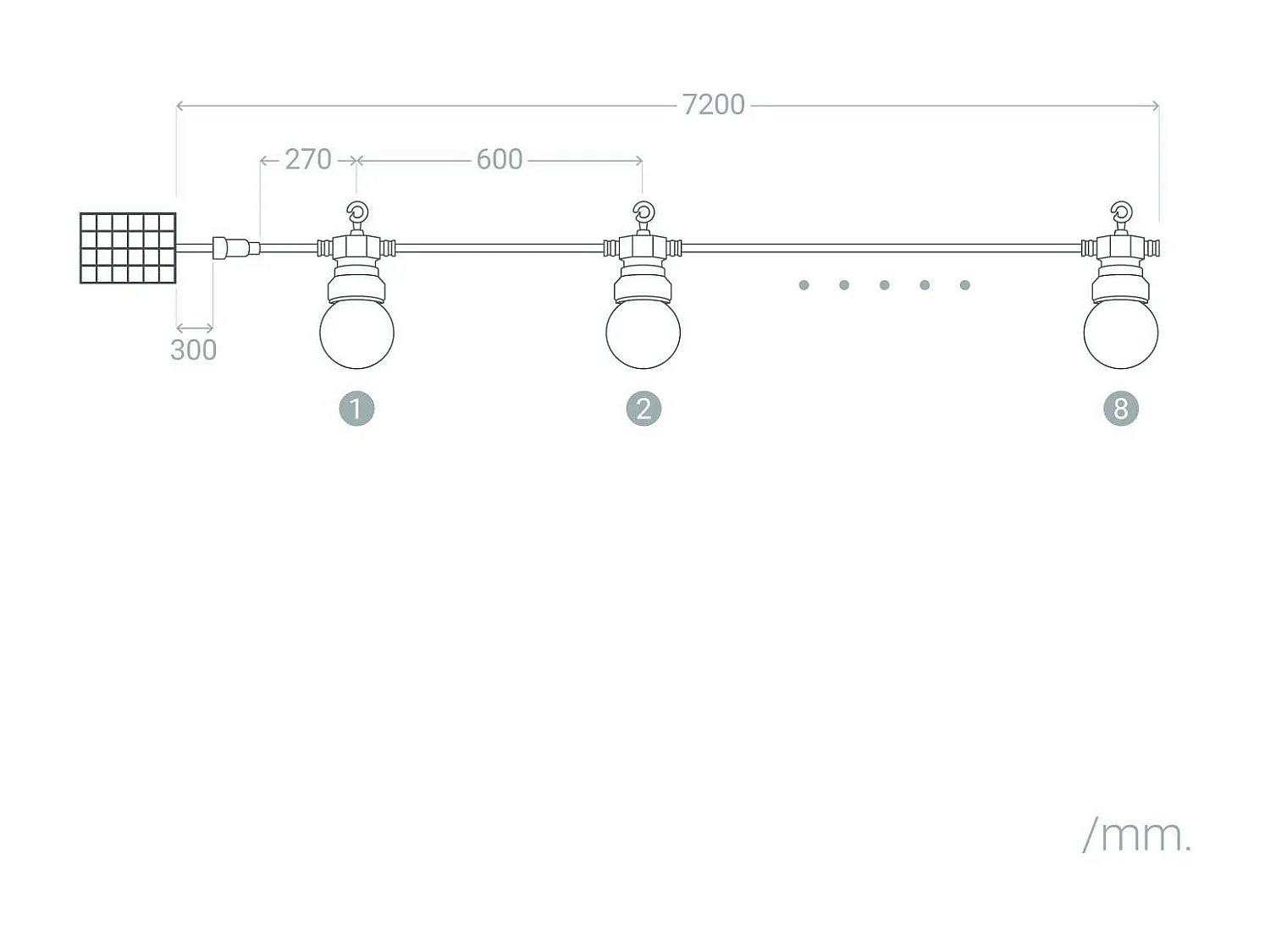 Guirnalda Solar Exterior LED de Bombillas Kepler 7m Transparente