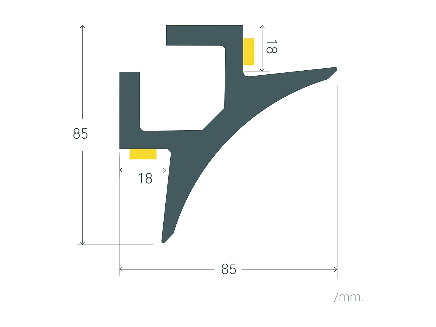 Moulure Arc 2m pour 2 Rubans LED  Blanc
