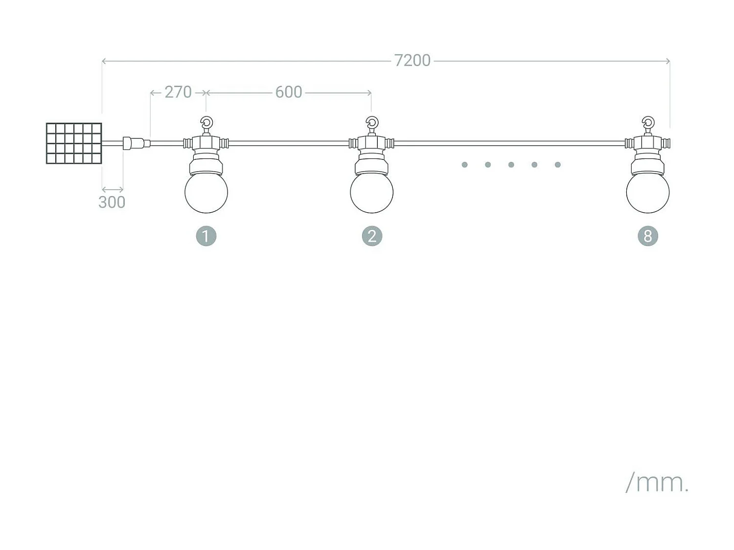 Guirlande d'Ampoule LED Solaire Extérieur Kuiper 7m Blanc