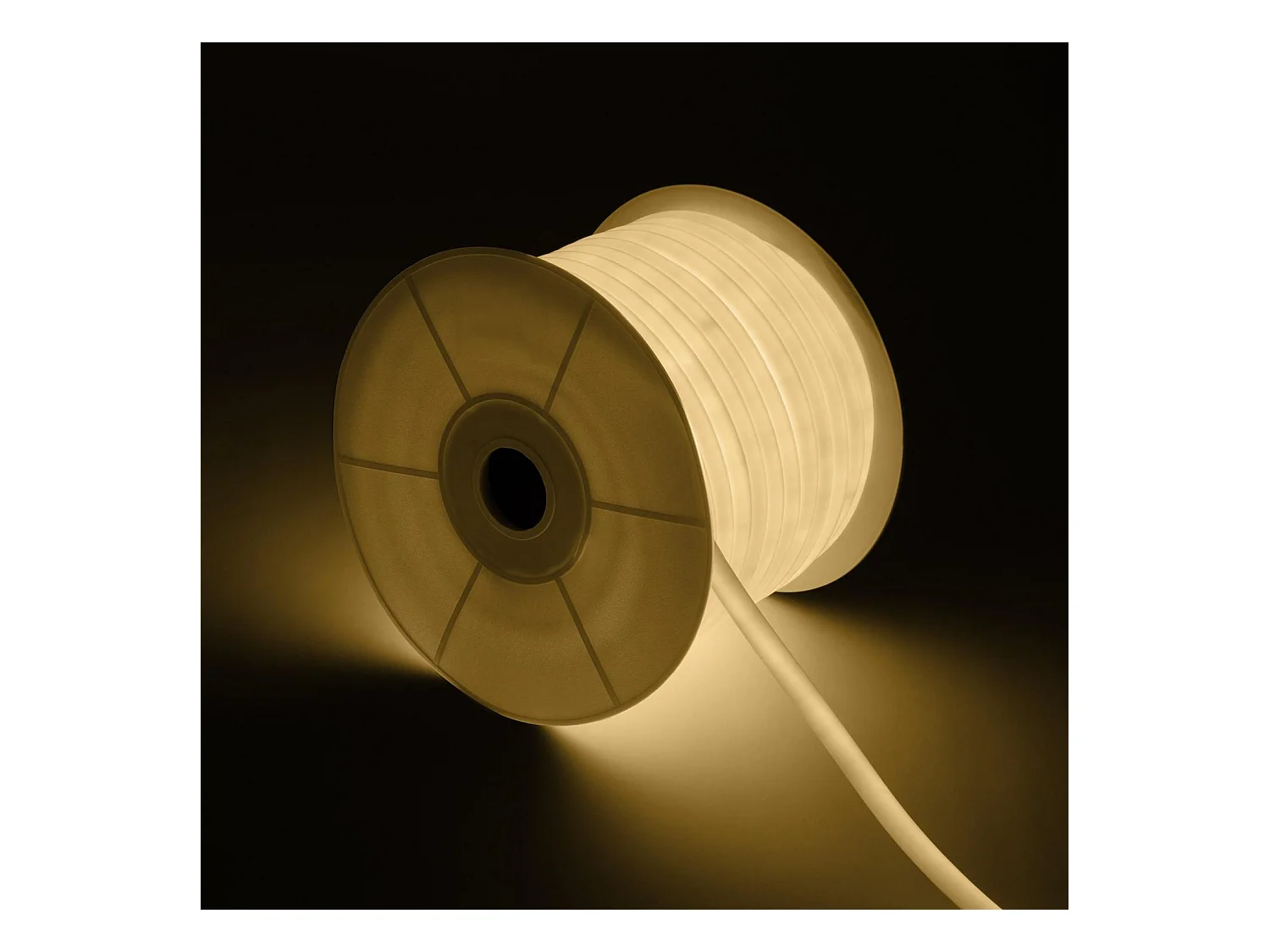 Ruban LED Néon Dimmable 220V BOBINE 50m Blanc Chaud Circulaire 360 9W/m Coupe 100cm IP67 Blanc chaud