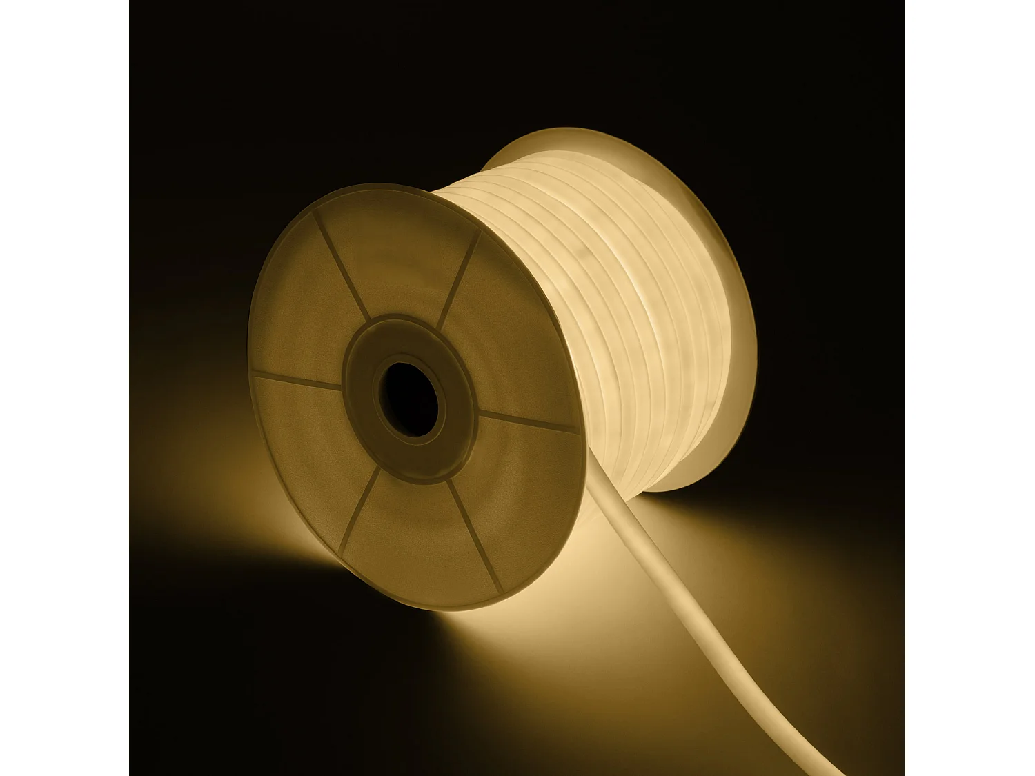 Bobina 50m Striscia LED Neon Regolabile 220V Bianco Caldo Circolare 360 9W/m IP67 Taglio 100cm Bianco Caldo
