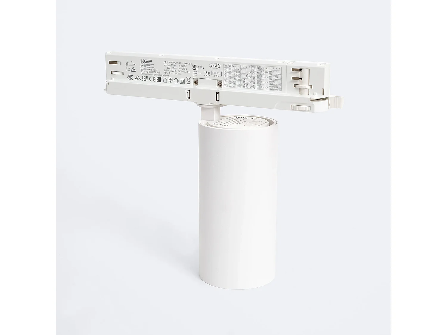 Spot LED Fasano Anti-éblouissement 30W pour Rail Triphasé CCT Sélectionnable Dimmable DALI Blanc 2700K - 3200K - 4000K Sélectionnable