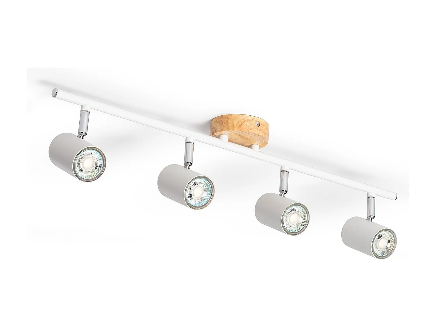 Plafonnier Orientable Bois 4 Spots Olmo Blanc