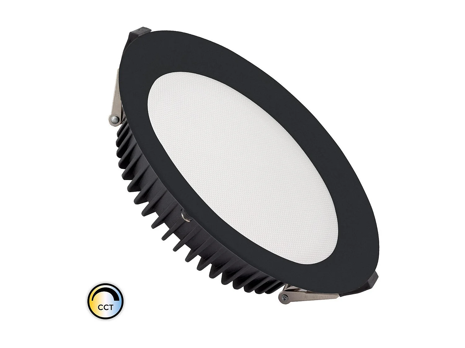 Downlight LED 50W Rond  AERO CCT Sélectionnable 130 lm/W Microprismatique  Coupe Ø 200 mm Noir Sélectionnable (chaud-neutre-froid)