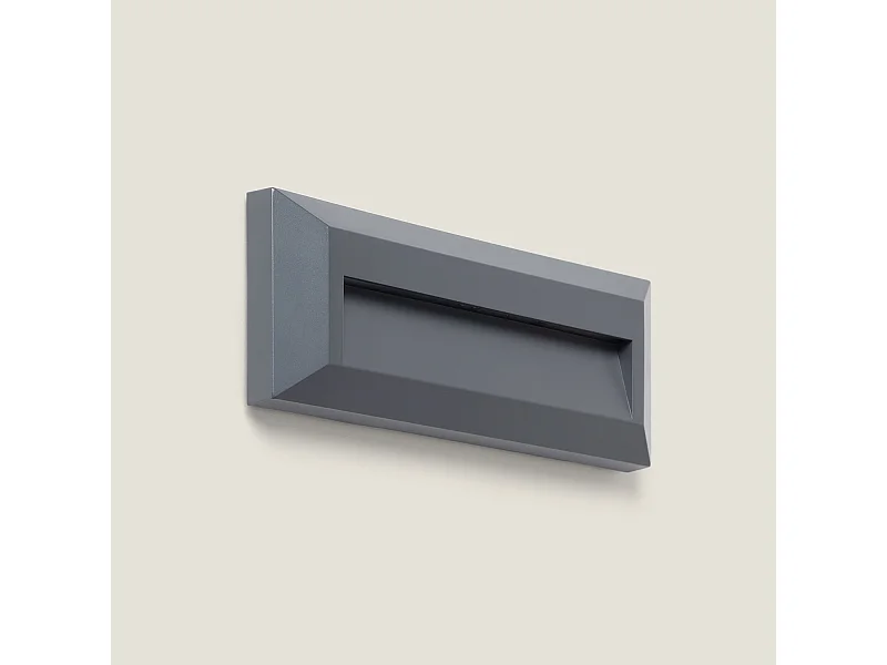 Segnapasso LED per Esterno 2W da Superficie Parete Rettangolare Nero Elide 2700K Bianco Caldo