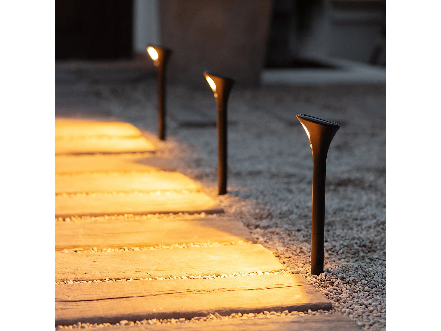 Pack 2 Balises LED Solaire Extérieure sur Piquet 60cm avec Détecteur de Présence PIR  3000K Blanc chaud